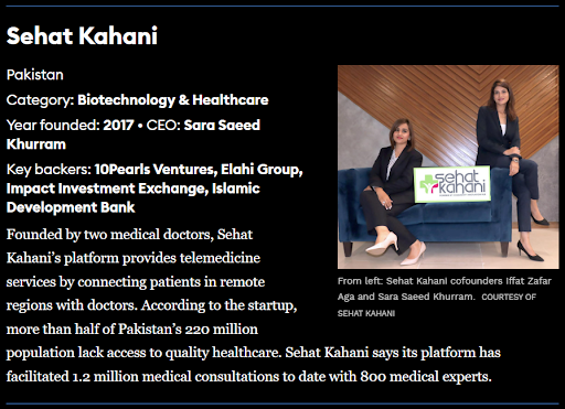 Sehat kahani in forbes 100 to watch list